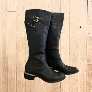 Franco Sarto Lea Celeste Black Leather Tall Riding Boots Size 7 #C3135L1001